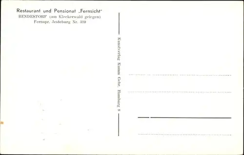 Ak Bendestorf am Kleckerwald in Niedersachsen, Restaurant und Pensionat Fernsicht