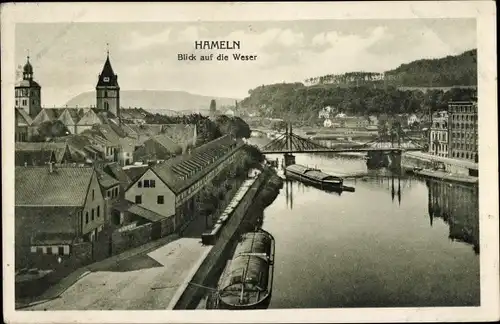 Ak Hameln an der Weser Niedersachsen, Weserpartie