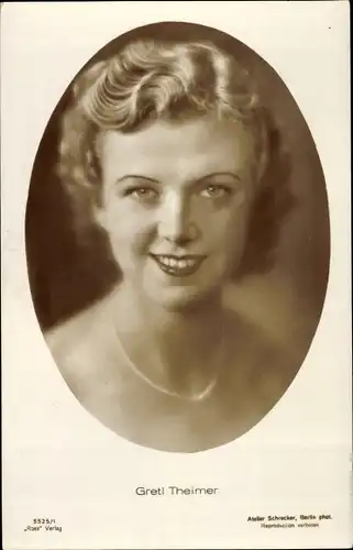 Ak Schauspielerin Gretl Theimer, Portrait, Ross Verlag 5525/1