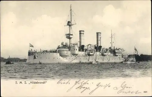Ak Deutsches Kriegsschiff, SMS Hildebrandt, Küstenpanzerschiff