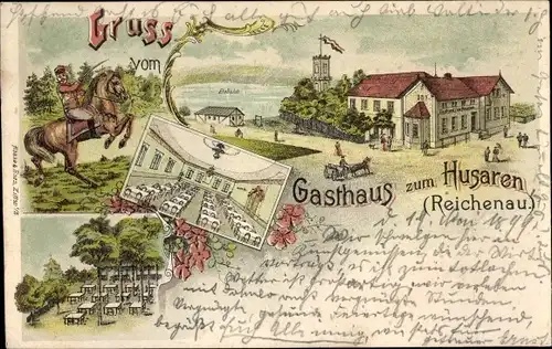 Litho Bogatynia Reichenau in Sachsen Schlesien, Gasthaus zum Husaren