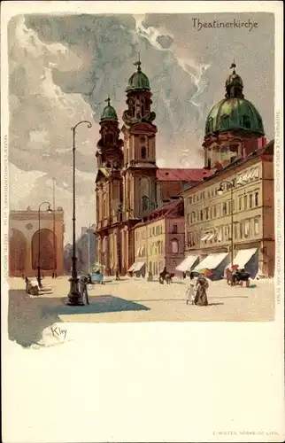 Künstler Litho Kley, Heinrich, München, Theatinerkirche