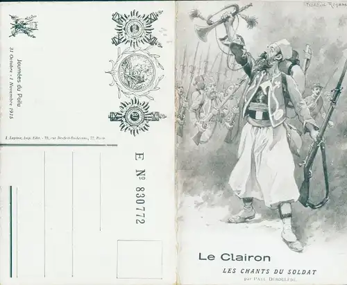 Klapp Künstler Ak Le Clairon, Les Chants du Soldat, Journees du Poilu, Französische Armee