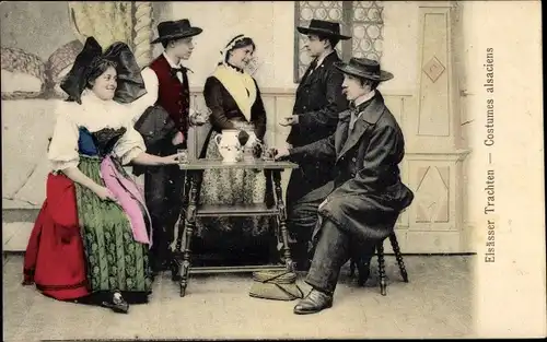 Ak Elsässer Trachten, Costumes alsaciens