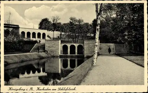 Ak Kaliningrad Königsberg Ostpreußen, Kaskaden am Schloßteich