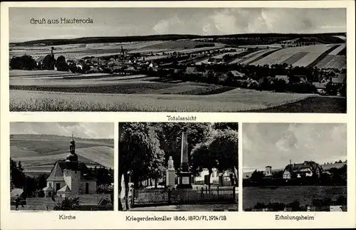 Ak Hauteroda in Thüringen, Panorama, Kirche, Kriegerdenkmäler, Erholungsheim