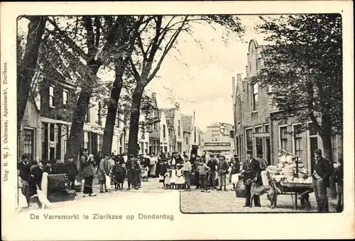 Ak Zierikzee Zeeland, De Varremarkt op Donderdag