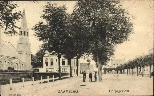 Ak Zaamslag Zeeland Niederlande, Dorpsgezicht, Kerk