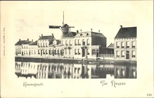 Ak Terneuzen Zeeland Niederlande, Heerengracht, Windmühle