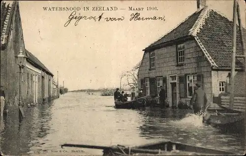 Ak Zeeland Niederlande, Watersnood Maart 1906