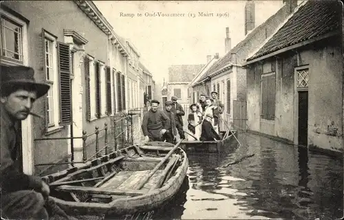 Ak Oud Vossemeer Zeeland, Ramp, 13 Maart 1906, Hochwasser