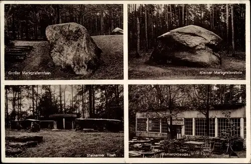 Ak Rauen in der Mark, Rauener Berge, Großer und kleiner Markgrafenstein, Bismarckbaude