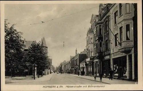 Ak Homberg Duisburg im Ruhrgebiet, Mörserstraße, Bismarckplatz