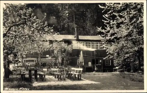 Foto Ak Hartha Hintergersdorf Tharandt im Erzgebirge, Unsere Hütte