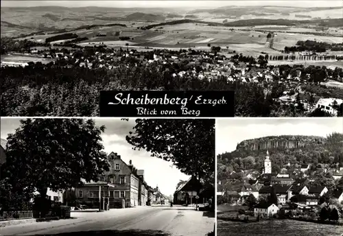 Ak Scheibenberg im Erzgebirge, Blick vom Berg, Straßenpartie