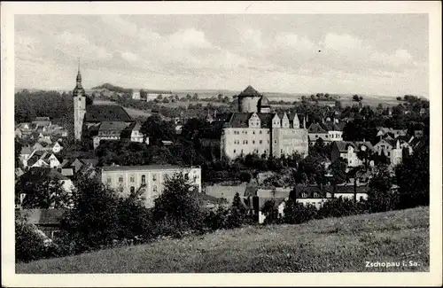 Ak Zschopau im Erzgebirge Sachsen, Ortsansicht mit Kirche und Schloss
