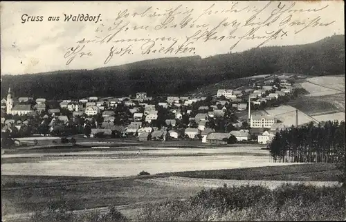 Ak Walddorf Kottmar in der Oberlausitz, Blick über die Felder auf die Stadt
