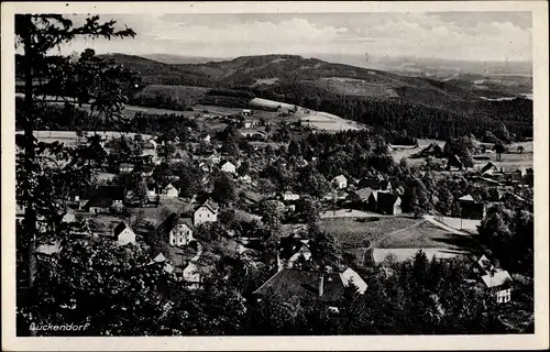 Ak Lückendorf Oybin, Totalansicht von der Meisterstiege aus