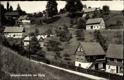 Ak Lückendorf Oybin Oberlausitz, Umgebindehäuser am Hang