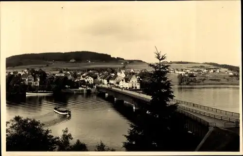 Foto Ak Saalburg in Thüringen, Brücke, Schiff, Panorama