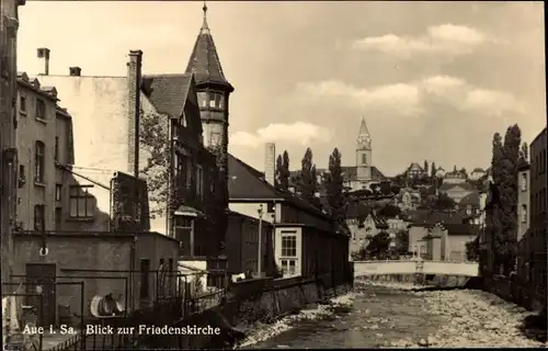 Ak Aue Erzgebirge, Blick zur Friedenskirche
