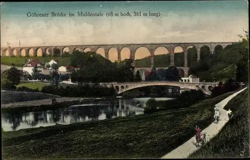 Ak Lunzenau in Sachsen, Göhrener Brücke im Muldentale