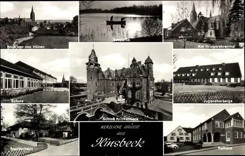Ak Hinsbeck Nettetal am Niederrhein, Schloss Krickenbeck, Jugendherberge, Rathaus, Schule
