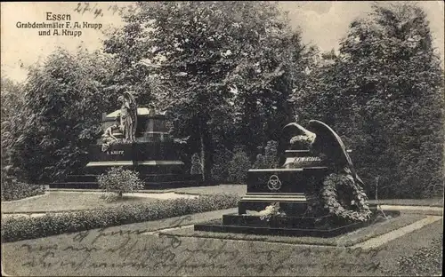 Ak Essen im Ruhrgebiet, Grabdenkmäler F. A. Krupp und A. Krupp