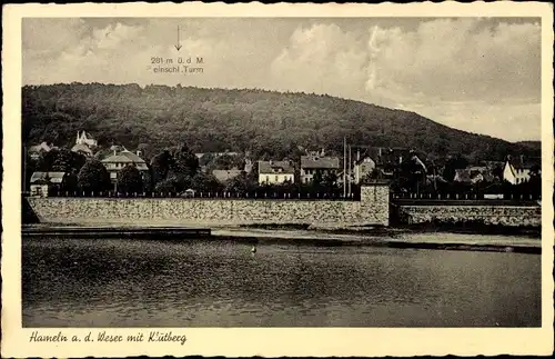 Ak Hameln an der Weser Niedersachsen, Weserpartie mit Klütberg