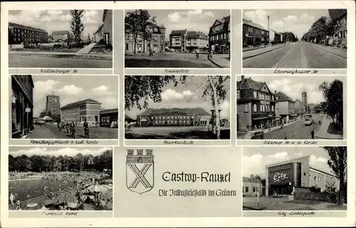 Ak Castrop Rauxel, Marktschule, City Lichtspiele, Kirche, Vinckeplatz