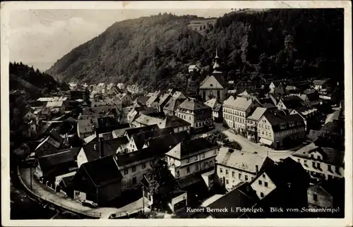 Ak Bad Berneck im Fichtelgebirge Bayern, Panorama, Blick vom Sonnentempel, Kirchturm