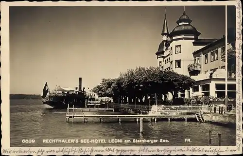 Ak Leoni Berg am Starnberger See Oberbayern, Rechthaller's Seehotel, Salondampfer