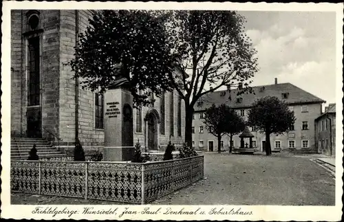 Ak Wunsiedel in Oberfranken, Jean Paul Denkmal und Geburtshaus