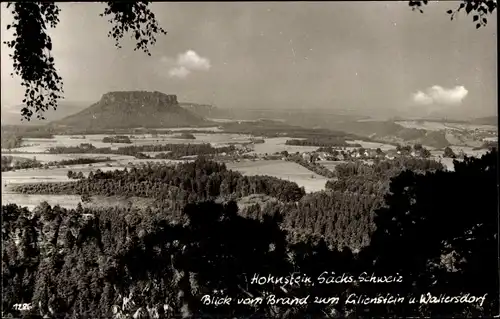 Ak Hohnstein Sächsische Schweiz, Blick vom Brand zum Lilienstein und Waltersdorf