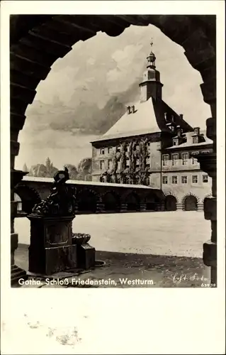 Ak Gotha in Thüringen, Schloss Friedenstein, Westturm