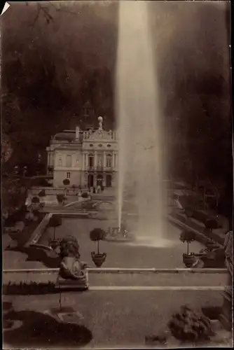 Foto Ak Linderhof Ettal Oberbayern, Schloss Linderhof, Fontäne