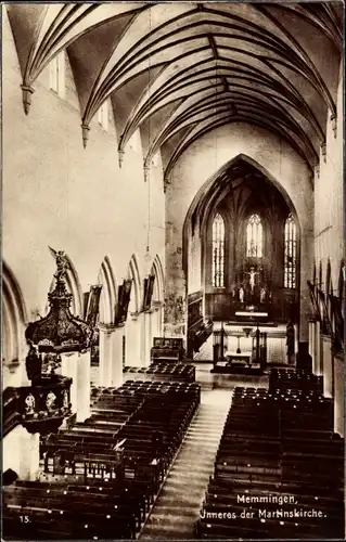 Ak Memmingen in Schwaben, Inneres der Martinskirche