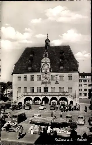 Ak Heilbronn am Neckar, Rathaus, Markt