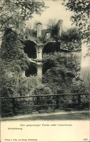 Ak Heidelberg am Neckar, der gesprengte Turm oder Krautturm
