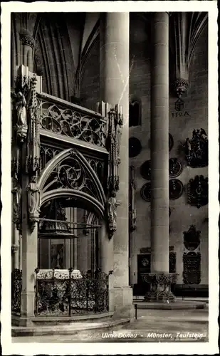 Ak Ulm an der Donau, Münster, Taufstein