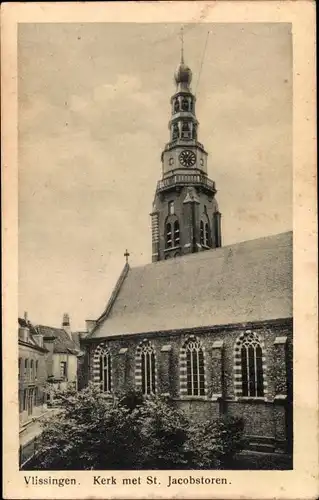 Ak Vlissingen Zeeland Niederlande, Kerk met St. Jacobstoren