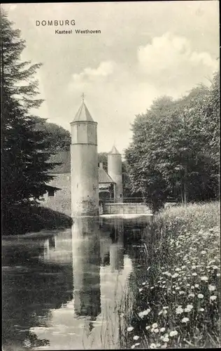 Ak Domburg Zeeland, Kasteel Westhoven, Turm, Wasser