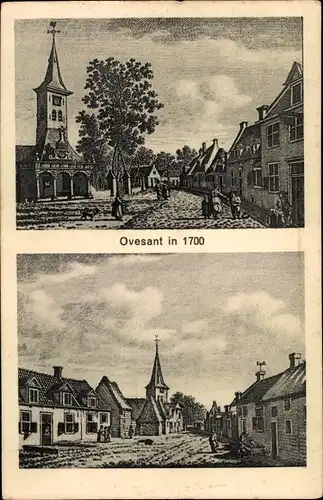 Ak Ovezande Zuid Beveland Zeeland Niederlande, Ort im Jahre 1700