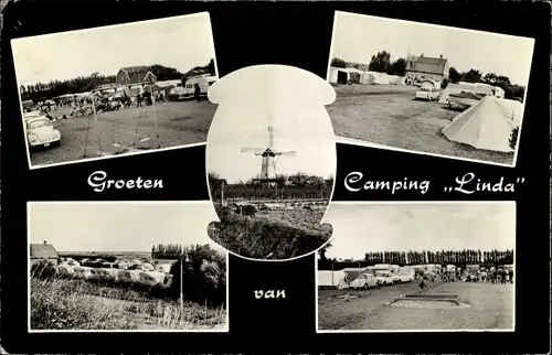 Ak Wemeldinge Zeeland Niederlande, Camping Linda, Windmühle