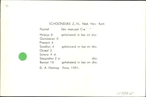 Ak Schoondijke Sluis Zeeland Niederlande, Kircheninneres, Orgel