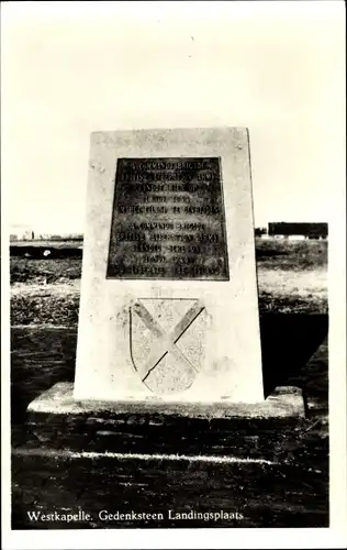 Ak Westkapelle Walcheren Zeeland, Gedenksteen Landingsplaats