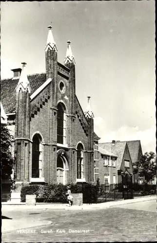 Ak Ierseke Yerseke Reimerswaal Zeeland, Geref. Kerk Damstraat