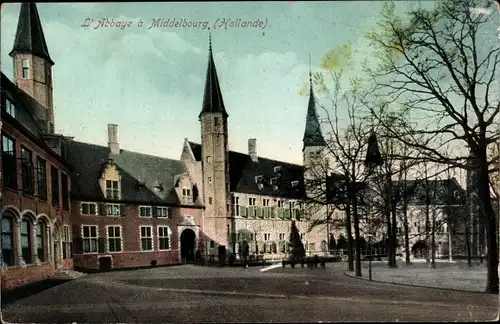 Ak Middelburg Zeeland Niederlande, Blick auf die Abtei, Platz, l'Abbaye