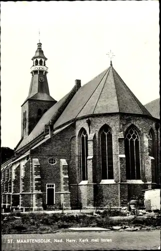 Ak Sint Maartensdijk Zeeland Niederlande, Ned. Herv. Kerk met toren