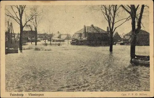 Ak Vlissingen Zeeland Niederlande, Tuindorp, Watersnood, Überschwemmung